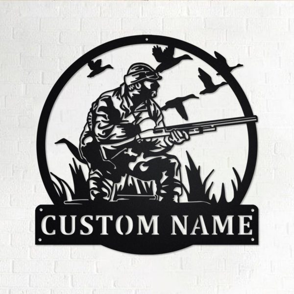 Personalized Duck Hunter Metal Wall Art Hunting Sign Decor Home Gift for Dad