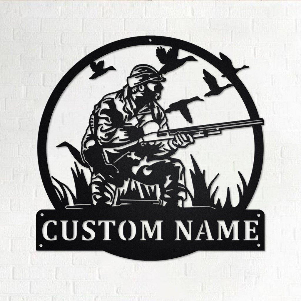 Personalized Duck Hunter Metal Wall Art Hunting Signs Decor Home Gift for Dad