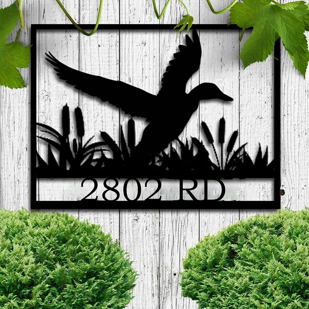 Personalized Duck Hunting Mallard Address Sign Family Name Gift For Hunting Lover | Gift For Duck Hunter | Metal House Numbers