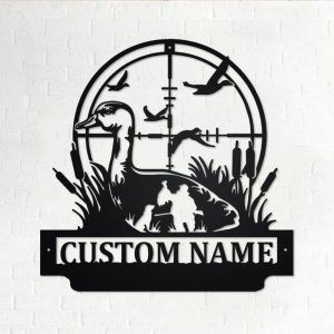 Personalized Duck Hunting Metal Wall Art Custom Hunter Name Sign Decor Room