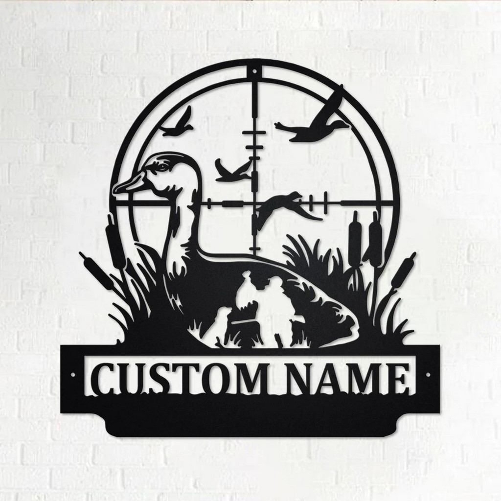 Personalized Duck Hunting Metal Wall Art Custom Hunter Name Sign Decor Room