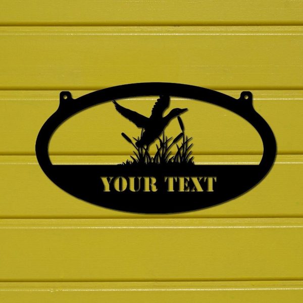 Personalized Duck With Cattails Metal Sign Wall Decor Home Hunting Signs Gift for Hunter