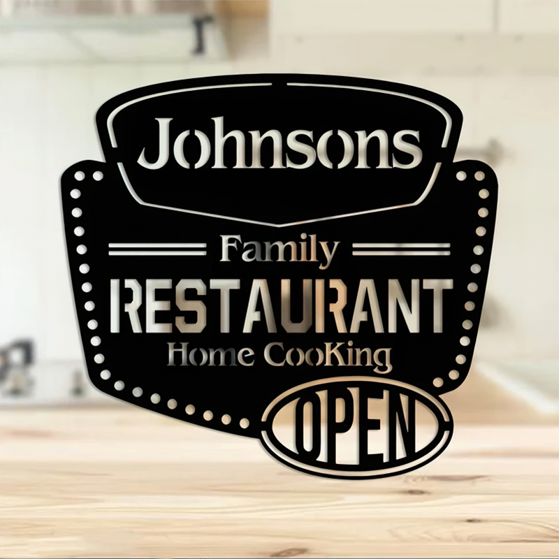 Personalized Family Restaurant Customized Home Cooking Cut Metal Sign Decorative Signs Bar Decorations