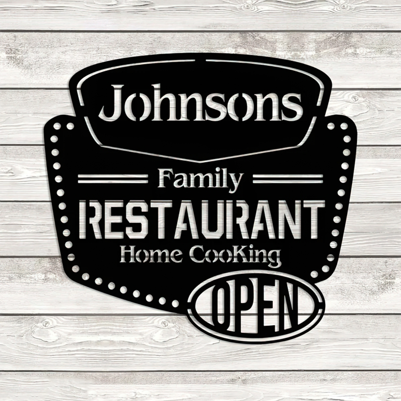Personalized Family Restaurant Customized Home Cooking Cut Metal Sign Decorative Signs Bar Decorations