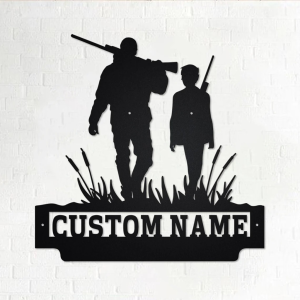 Personalized Father and Son Hunting Metal Wall Art Custom Hunter name Sign Decor Room