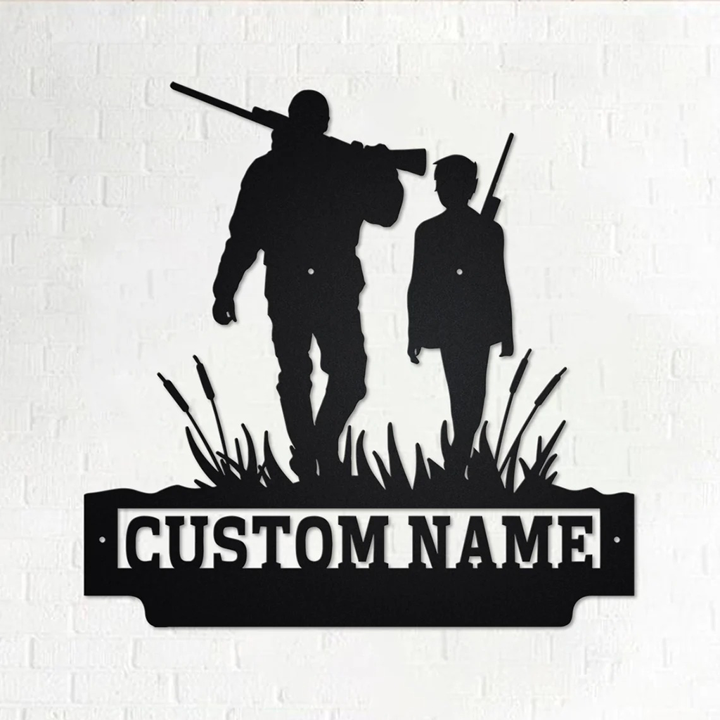 Personalized Father and Son Hunting Signs Metal Wall Art Custom Hunter name Sign Decor Room