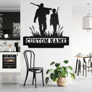 Personalized Father and Son Hunting Metal Wall Art Custom Hunter name Sign Decor Room 2