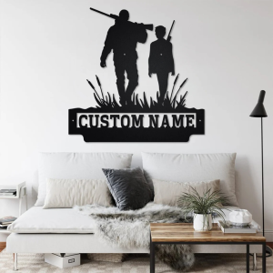 Personalized Father and Son Hunting Metal Wall Art Custom Hunter name Sign Decor Room 3