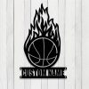 Personalized Fire Basketball Metal Sign Wall Decor Home Birthday Gift for Player 1