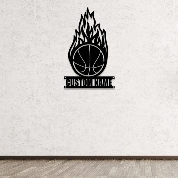 Personalized Fire Basketball Metal Sign Wall Decor Home Birthday Gift for Player