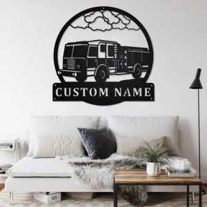 Personalized Fire Truck Metal Name Sign Home Decor Gift for Truck Drivers 3