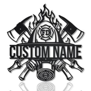 Personalized Firefighter Helmet Metal Sign Fire Department Decor Gift for Fireman