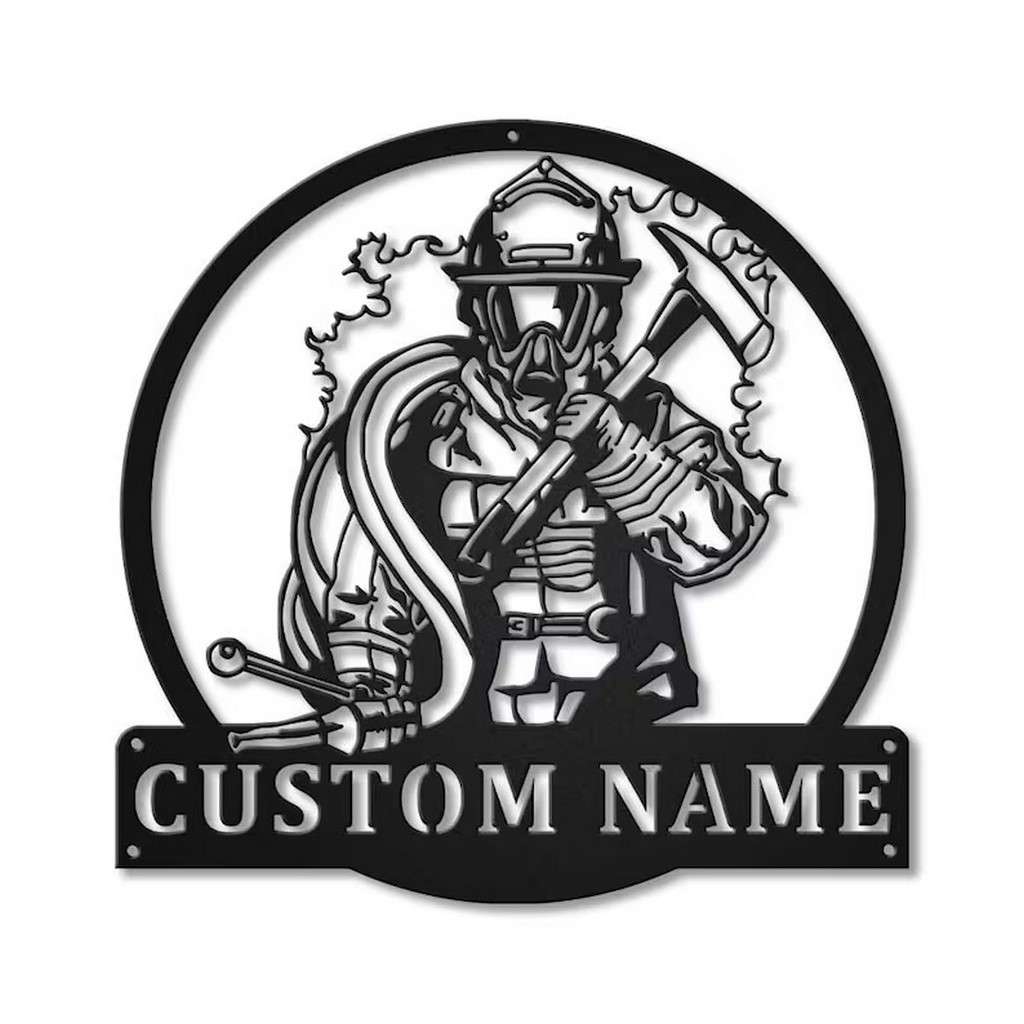 Fire Fighters Personalized Metal Name Signs Fire Department Decor Appreciation Firefighter Gifts