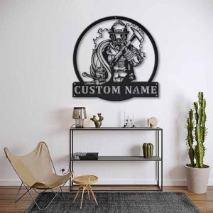 Personalized Fireman Firefighter Metal Sign Fire Department Decor Gift for Dad 2