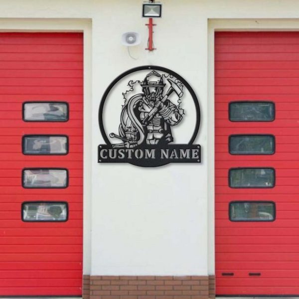 Personalized Fireman Firefighter Metal Sign Fire Department Decor Gift for Dad