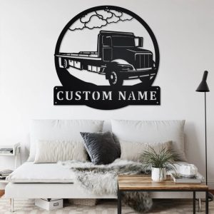 Personalized Flatbed Tow Truck Truck Metal Name Sign Home Decor Gift for Truck Drivers 2