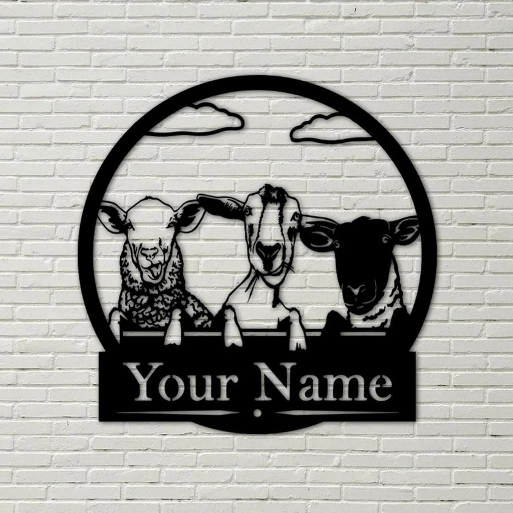 Personalized Goat Sheep Farm Metal Sign Housefarm Decor Outdoor Gift for Farmer