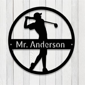 Personalized Golfer Metal Sign Custom Name Golf Sign Decor Home Man Cave Gift 1