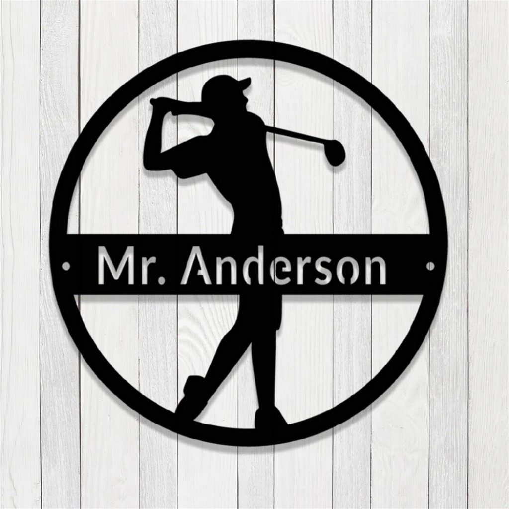 Personalized Golfer Metal Sign Custom Name Golf Sign Decor Home Man Cave Gift Metal Golf Signs