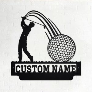 Personalized Golfer Metal Sign Wall Art Custom Name Golf Signs Decor Home