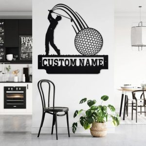 Personalized Golfer Metal Sign Wall Art Custom Name Golf Sign Decor Home 2