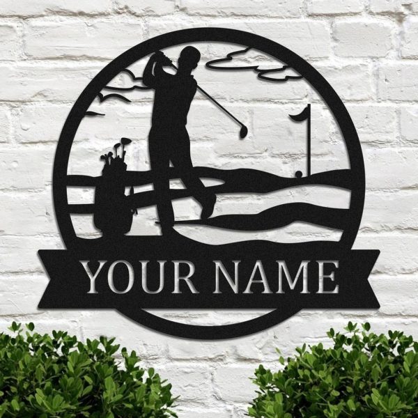Personalized Golfer Metal Wall Art Custom Golf Sign Decor Home