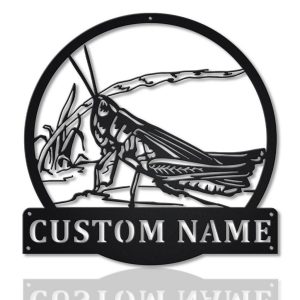 Personalized Grasshopper Metal Sign Art Home Decor Gift for Animal Lover
