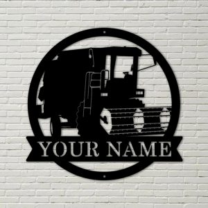 Personalized Harvester Farm Tractor Metal Sign Farmhouse Wall Decor Gift for Farmer 1