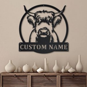 Personalized Highland Cow Metal Sign Art Home Decor Gift for Animal Lover 2