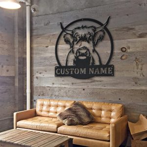 Personalized Highland Cow Metal Sign Art Home Decor Gift for Animal Lover 3