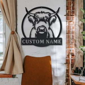 Personalized Highland Cow Metal Sign Art Home Decor Gift for Animal Lover 4