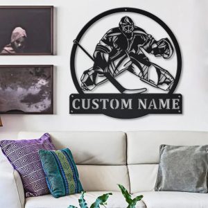 Personalized Hockey Goalie Metal Sign Wall Art Decor Home Gift for Fan