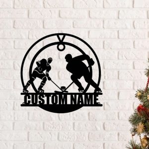 Personalized Hockey Player Metal Name Sign Wall Art Decor Home Birthday Gift 1