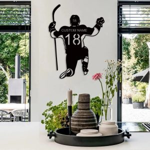 Personalized Hockey Player Metal Sign Wall Decor Home Gifts for Man 2