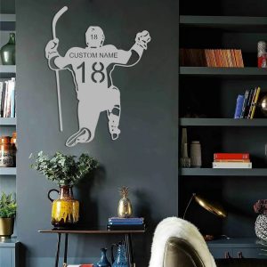 Personalized Hockey Player Metal Sign Wall Decor Home Gifts for Man 3