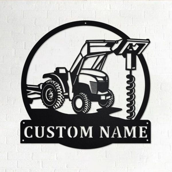 Personalized Hole Digger Truck Metal Name Sign Home Decor Gift for Truck Drivers