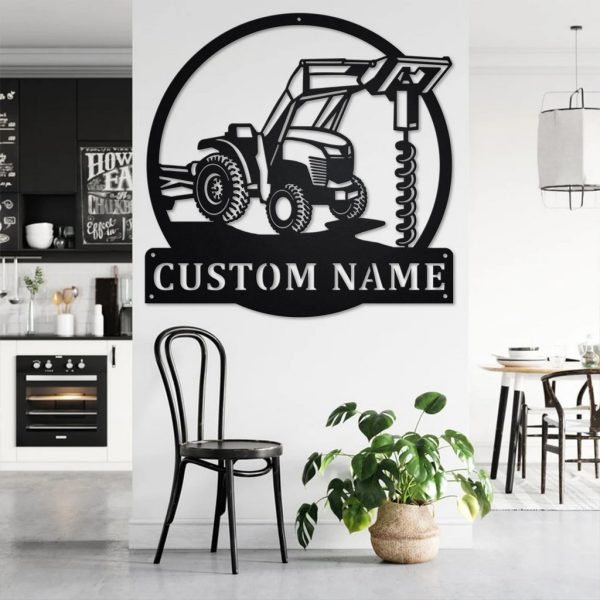 Personalized Hole Digger Truck Metal Name Sign Home Decor Gift for Truck Drivers