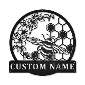 Personalized Honey Bee Metal Sign Art Home Decor Gift for Animal Lover 1