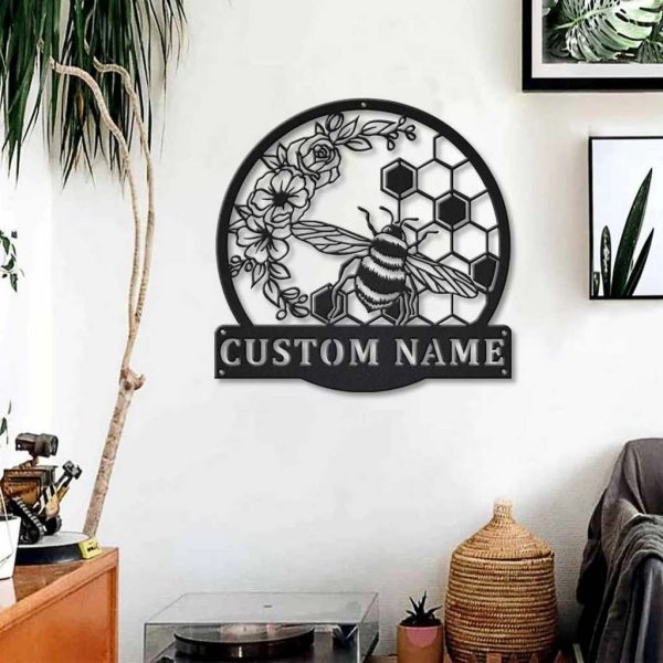 Personalized Honey Bee Metal Sign Art Home Decor Gift for Animal Lover