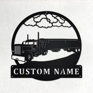 Personalized Hopper Truck Metal Name Sign Home Decor Gift for Truck Drivers