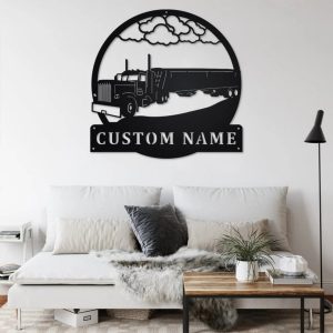 Personalized Hopper Truck Metal Name Sign Home Decor Gift for Truck Drivers