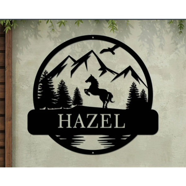 Personalized Horse Metal Sign Farmhouse Horse Signs Mountain Decor Ranch Sign Wall Decor Housewarming Gifts