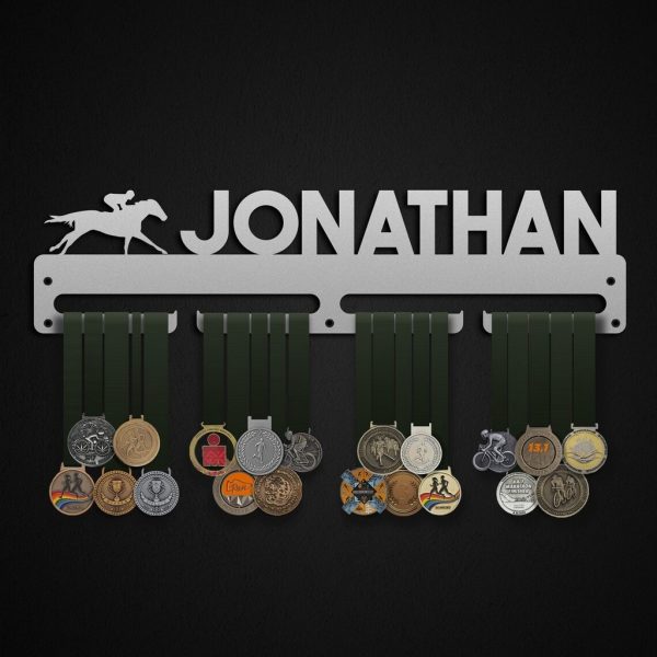 Personalized Horse Riding Figure Medal Hanger Display Wall Rack Frame for Horse Rider
