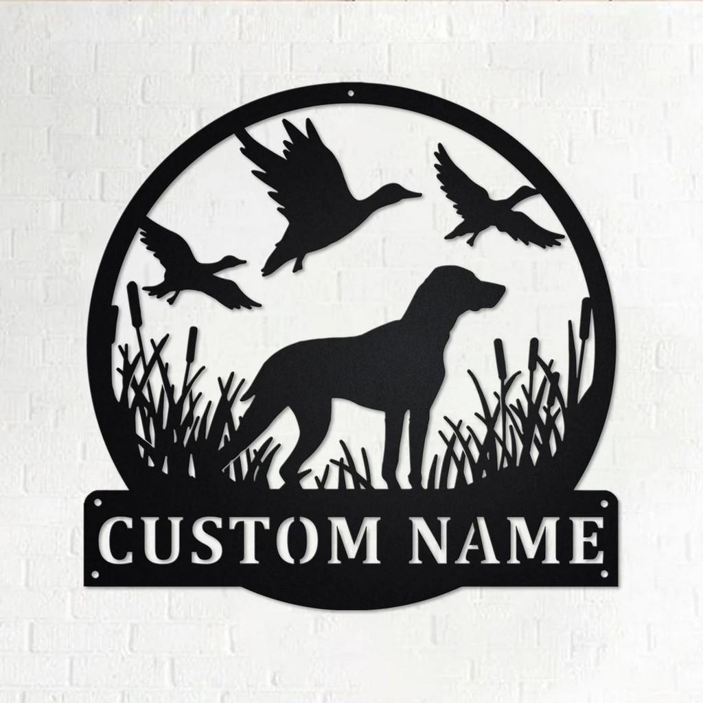 Personalized Hunting Dog Metal Wall Art Custom Dog Hunter Name Sign Decor Room