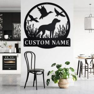 Personalized Hunting Dog Metal Wall Art Custom Dog Hunter Name Sign decor Room 2