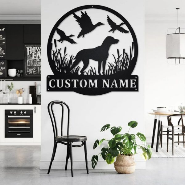 Personalized Hunting Dog Metal Wall Art Custom Dog Hunter Name Sign Decor Room