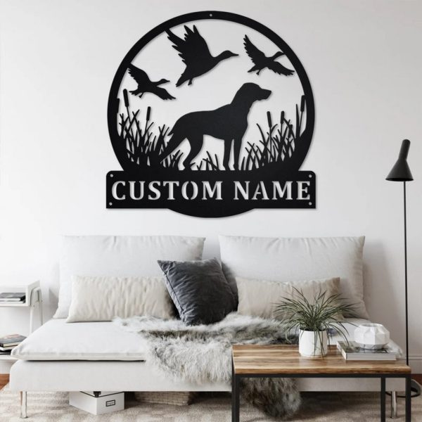 Personalized Hunting Dog Metal Wall Art Custom Dog Hunter Name Sign Decor Room