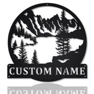 Personalized Hunting Mountain Lake Metal Sign Art Metal Welcome Signs Lakehouse Decor