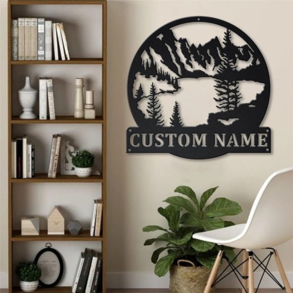 Personalized Hunting Mountain Lake Metal Sign Art Metal Welcome Signs Lakehouse Decor