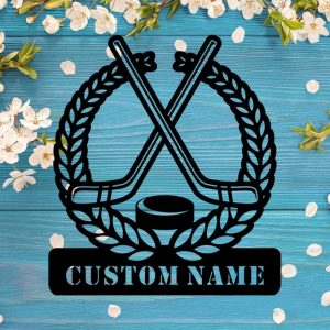 Personalized Ice Hockey Metal Wall Art Custom Player Name Sign Decor Home 3